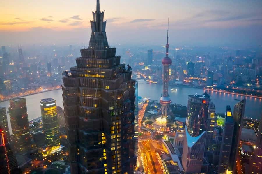Shanghai Jinmao Tower 88th floor sightseeing hall - The View Through Glass: Huangpu River and Yangtze Estuary Angles